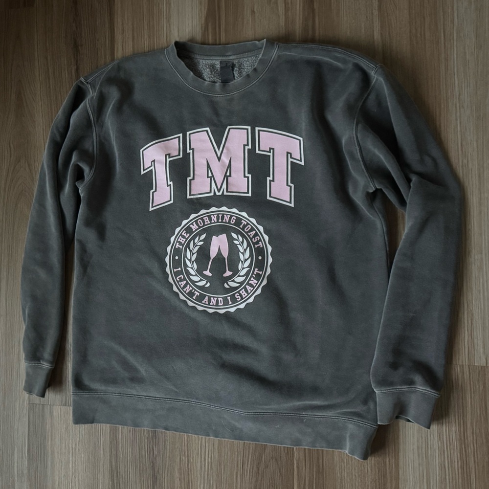 XL The Morning Toast Gray Sweatshirt with Pink TMT Logo